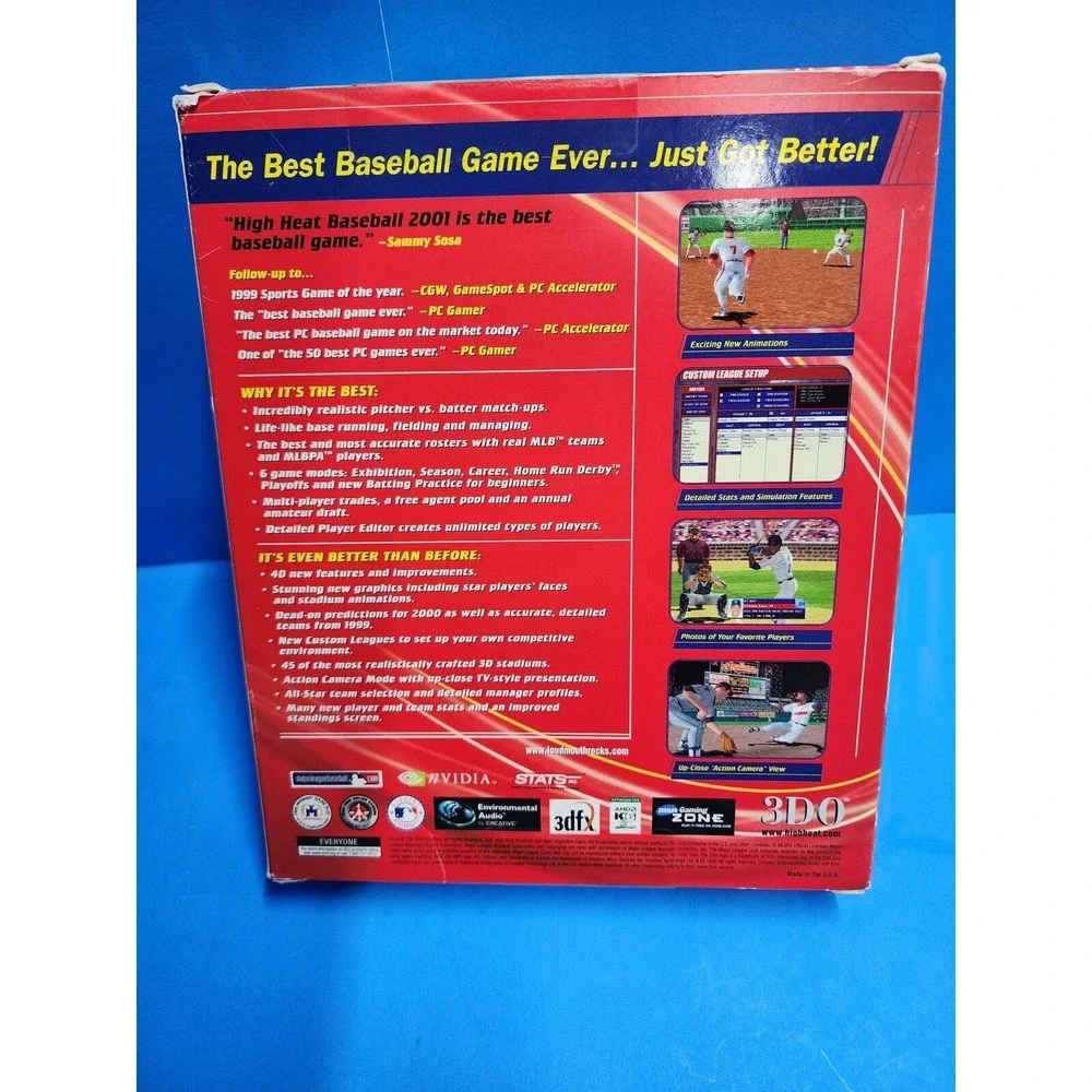 Vintage Rare Retro Sammy Sosa High Heat Baseball 2001 PC‎ Video Game